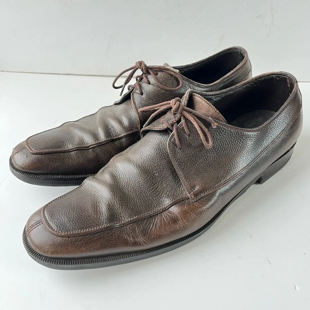 Ermenegildo Zegna Italy Dark Brown Oxfords Dress Shoes 11D